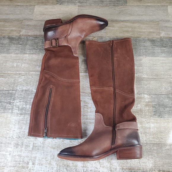 ROAN Shoes - ROAN Charity Womens Knee High Boots Sz 8 Brown Leather Comfort Side Zip